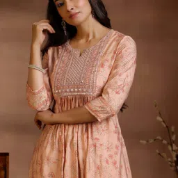Libas Pink & Peach Embroidered Kurta & Palazzo Set image 5