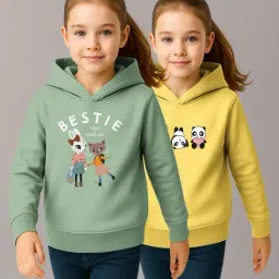 HELLCAT Girls Sea Green & Yellow Printed Hoodie - Pack of 2-image-7