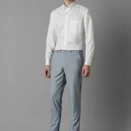 Louis Philippe Grey Slim Fit Checks Trousers image 5