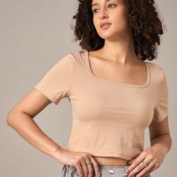r.code by the roadster life co. R.Code by The Roadster Lifestyle Co. Women Solid Scoop Neck Cotton T-shirt-picture-39