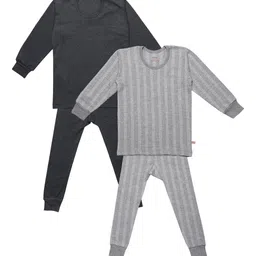 mack jonney VIMAL JONNEY Unisex Kids Pack of 2 Striped Thermal Set image 1