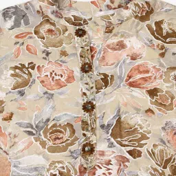 Vaamsi Khaki Floral Print Straight Kurta image 5