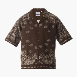 Jack & Jones Brown Cotton Oversized Printed Shirt image 5