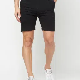 Sporto Black Cotton Regular fit Solid Shorts-picture-36