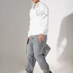 SHOWOFFFF White Nylon Printed Regular Fit Jacket image 5