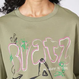 People by Pantaloons Green Printed Sweatshirt image 5