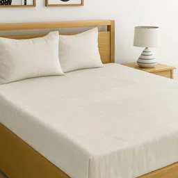 INDHOME LIFE White Striped Cotton 240 TC Queen Bedsheet Set- 72 inch x 78 inch-image-48