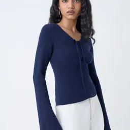 LOV by Westside Navy Ribbed Criss-Cross Top-picture-12