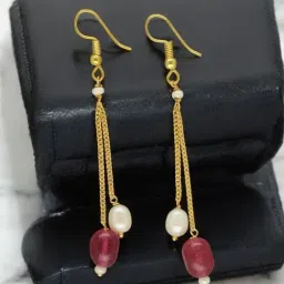 Sri Jagdamba Pearls White Ancy Pearl Dangler Earrings-picture-8
