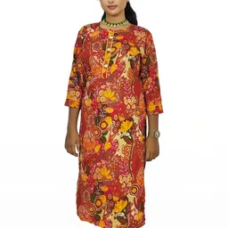 PU FASHION Floral Printed Straight Kurta image 2