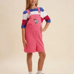 VERO MODA GIRL Hot Pink Cotton Embroidery Playsuit-picture-38