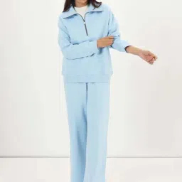 Femmella Blue Cotton Relaxed Fit Sweatshirt image 1