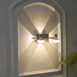 Kapoor Lamp Shades Prive 2 Light Flush Wall Picture Light In Black Brass & Frosted White Finish image 3