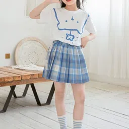 LULU & SKY Girls Printed Pure Cotton T-Shirt With Skirt-picture-56