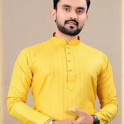 shreeram Men Yellow A-Line Cotton Kurtas-picture-37