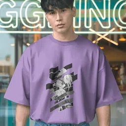 Silver Moon Clothing Men Graphic Printed Round Neck Cotton Oversized T-shirt-picture-35