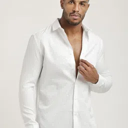 Blu MNKY Men Smart Slim Fit Self Design Spread Collar Casual Shirt-picture-21