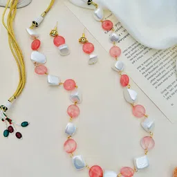 ABDESIGNS Gold Plated Stone-Studded & Beaded Necklace and Earrings-image-36