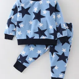 CrayonFlakes Full Sleeves Stars Printed Polar Fleece Coordinating  Sweatshirt &  Joggers Set - Blue-picture-24