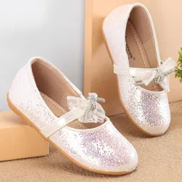 Cute Walk By Babyhug Slip Ons Ballerinas With Bow Applique - White-picture-23