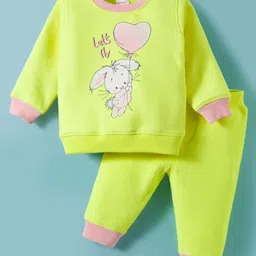 Wingsfield Full Sleeves Bunny Printed Winter Sweatshirt & Jogger Set - Yellow-picture-26