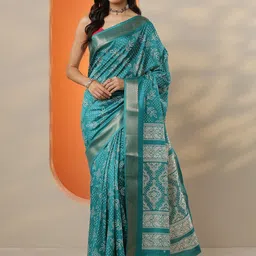 Libas Bandhani Printed Zari Border Saree with Blouse Piece-image-67