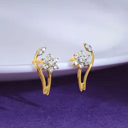 GIVA 18 Kt Hallmarked Gold Fleur Frenzy Lab Grown Diamond Earrings-picture-29
