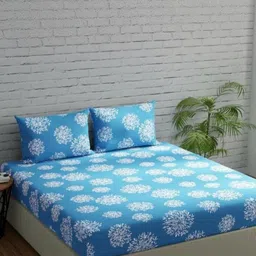 NEW TOWN Multicoloured 210 TC Cotton Fitted Queen Bedsheets With 2 Pillow Covers-image-32