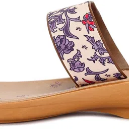 paragon Women PUK7009L Women's Slip On Flat Beige-Purple Sandals|Durable Dailywear Sandals Heels Sandal image 2