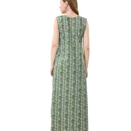 Piu Cotton Woven Sleeveless Abstract Printed Maternity Nighty - Green image 3