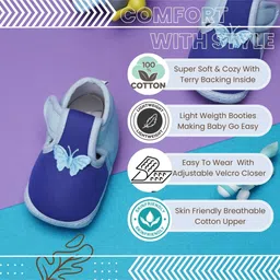 Neska Moda Butterfly Applique Detailed Velcro Closure Booties - Blue image 3