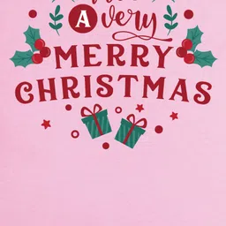 FFlirtygo Christmas Theme Cotton Full Sleeves Have A Very Merry Christmas Printed Romper - Pink image 4