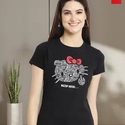 Dreambe Women Pack of 2 Typography Printed Round Neck Cotton Regular Fit T-shirts-picture-23