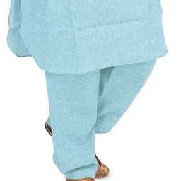 Exotic India Men Shirt Collar Thread Work Pure Cotton Pathani Kurta with Pyjamas image 4