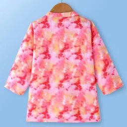 Babyoye Woven Full Sleeves Printed Kurta Pyjama Set with Bandhani Print Jacket - Multicolour image 5