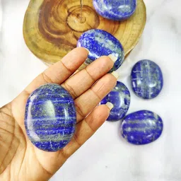 9dzine Lapis Lazuli Palm Stone Crystals, Lapis Large Crystal Palm Stone For Meditation Polished Oval Crystal Stone image 3