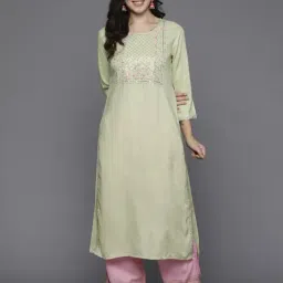 Indo Era Green Embroidered Straight Kurta-picture-15