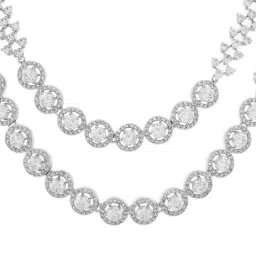 Voylla Silver Sparkling Essential Stunning Layered American Diamond Necklace & Earring Set image 5