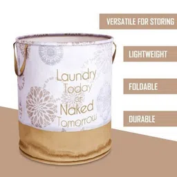 Aura White & Brown Printed Foldable Laundry Bags image 5