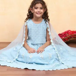 BIBA Girls Blue Embroidery Lehenga Set image 5