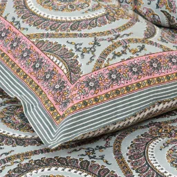 JaipurFabric Grey 180 TC 100% Cotton Charm Double Bedsheet with 2 Pillow Covers image 5