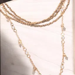 OOMPH Gold Multi Layer Elastic and Metal Beads Choker image 5