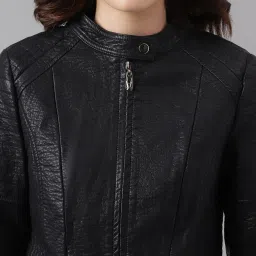 Latin Quarters Black Solid Biker Jacket image 5