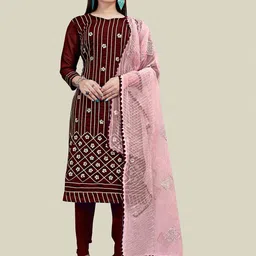 HERE&NOW Floral Embroidered Unstitched Dress Material-picture-55