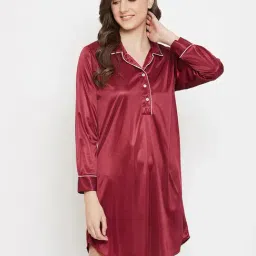 Clovia Maroon Night Dress-picture-31