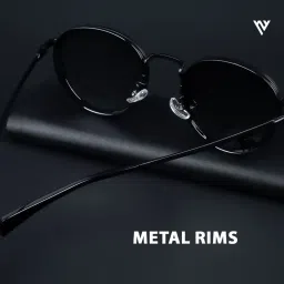 Voyage Black Round Polarised and UV Protected Lens Unisex Sunglasses image 5