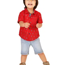Fabindia Kids Red Printed Shirt-image-75