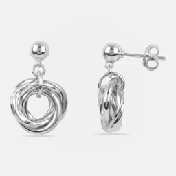 Mia by Tanishq Twisted Loop Silver Drop Earrings for Women image 4