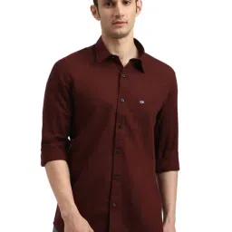 Arrow Maroon Cotton Slim Fit Shirt-picture-11