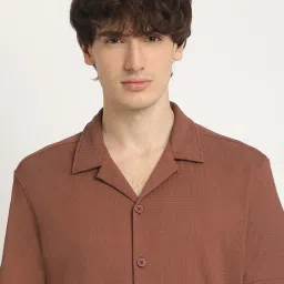 The Bear House Brown Regular Fit Texture Shirt image 5